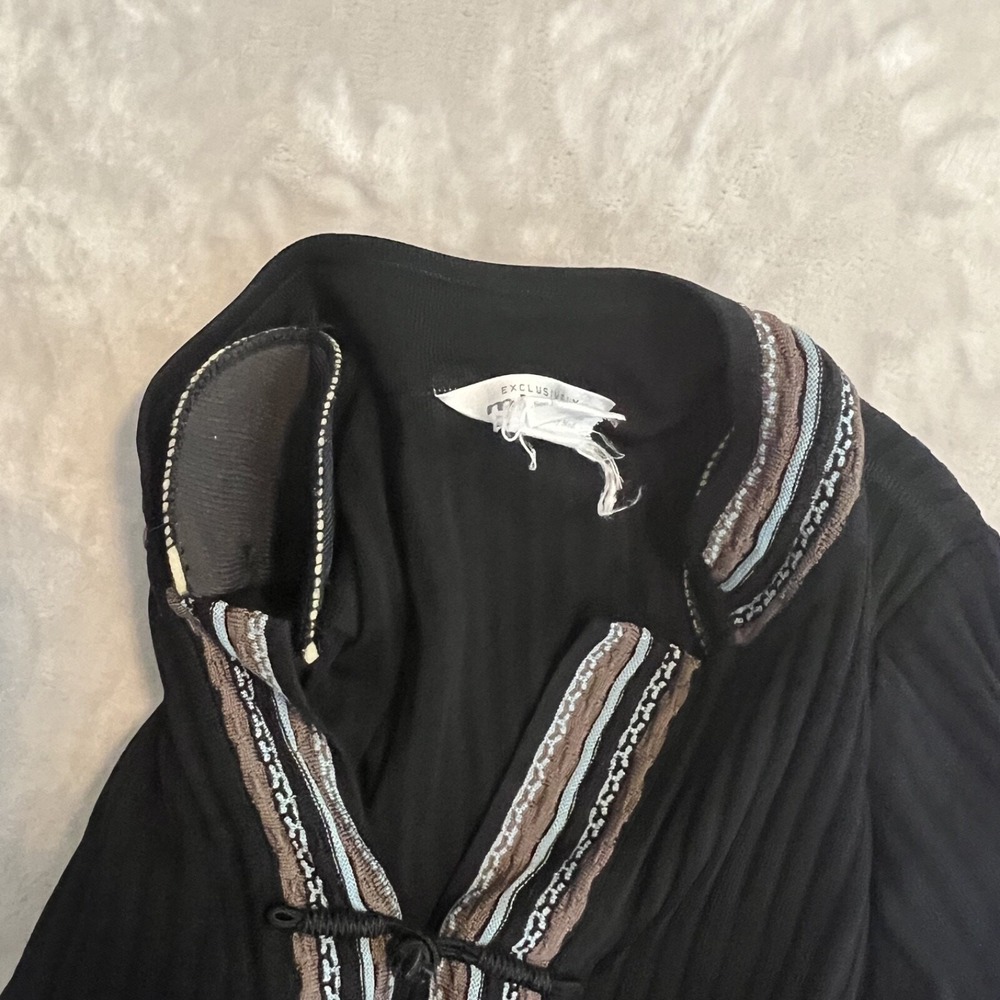 VTG Misook Sweater Womens Small Black Mandarin Collar Old Money Preppy Academia - Picture 8 of 11
